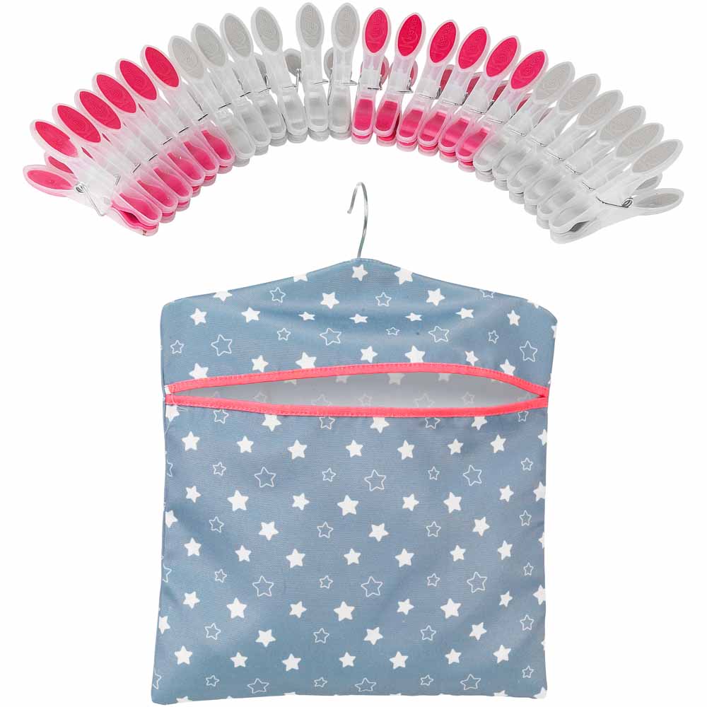 Kleeneze Star Peg Bag with 24 Steady Grip Pegs Image