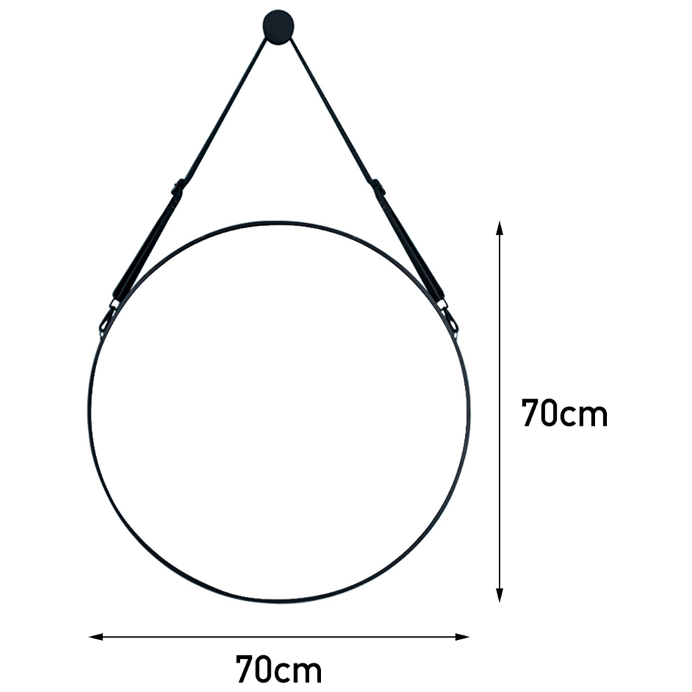 Living and Home Retro Round Hanging Mirror with Strap Image 7