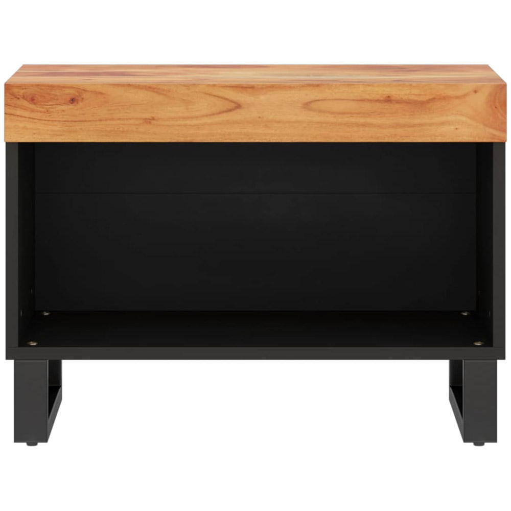 vidaXL Single Open Shelf Brown Solid Wood Acacia TV Cabinet with Metal Legs Image 3