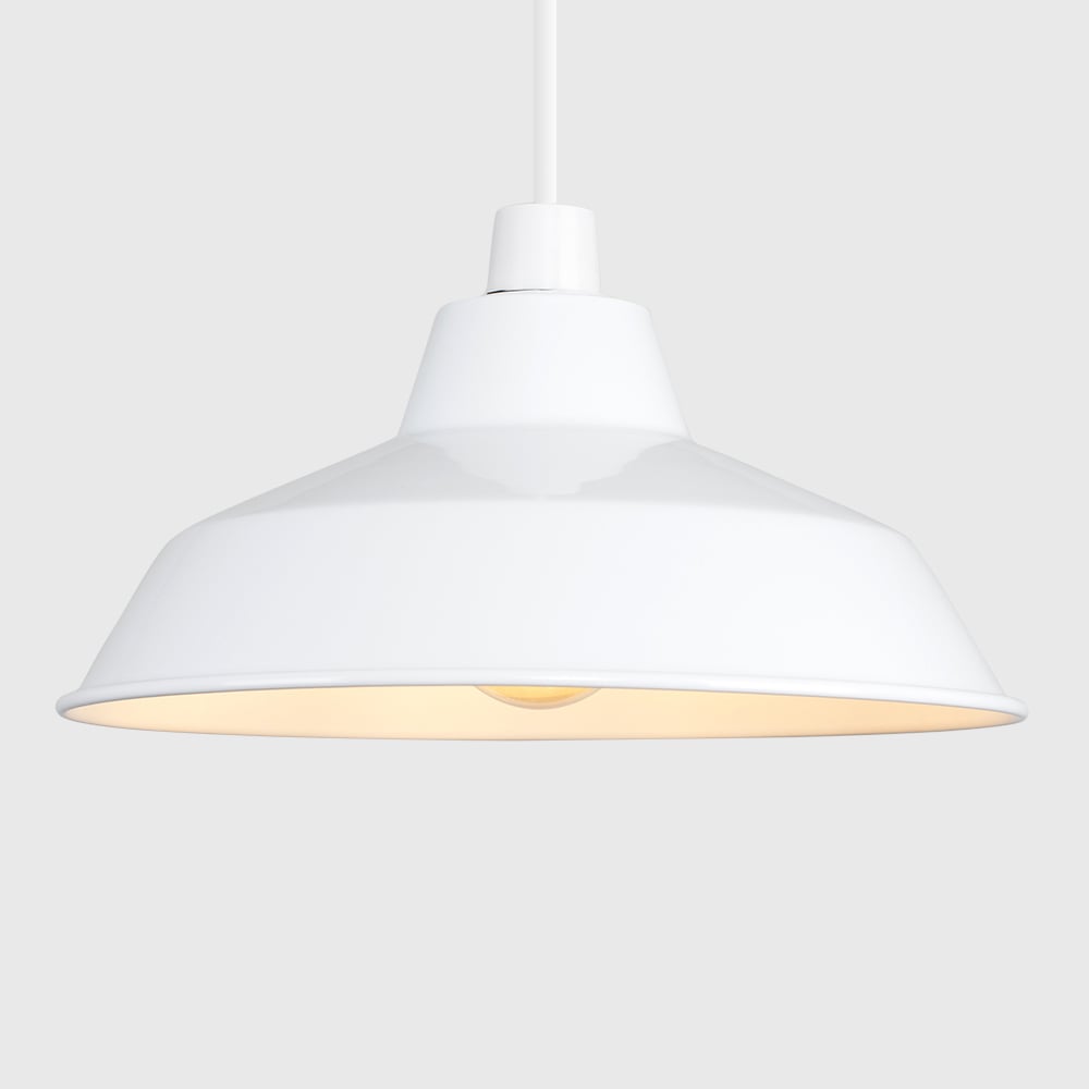 ValueLights Colby White Retro Ceiling Pendant Light Shade Image 3