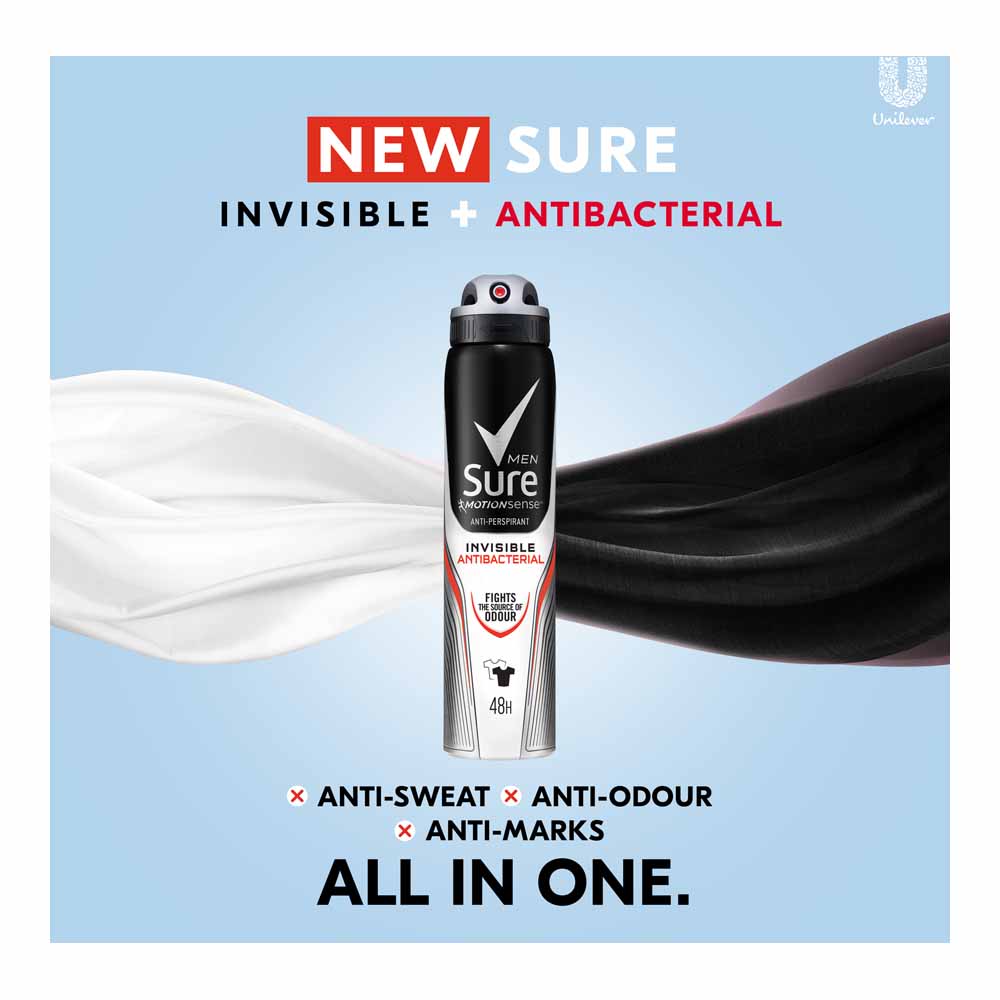 Sure For Men Invisible Antibacterial Anti-Perspirant Deodorant 250ml Image 5