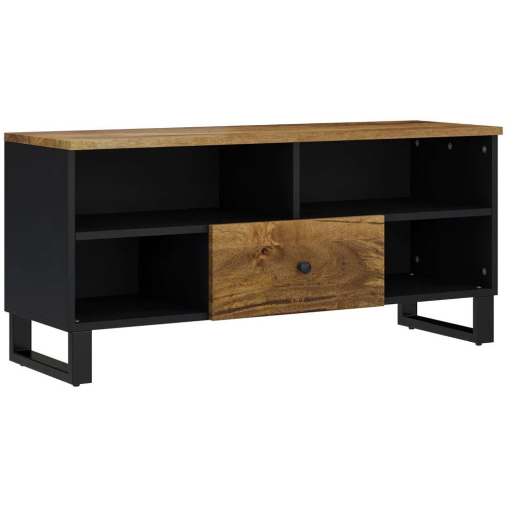 vidaXL Single Drawer 4 Open Shelf Honey Brown Solid Wood Mango TV Cabinet Image 2