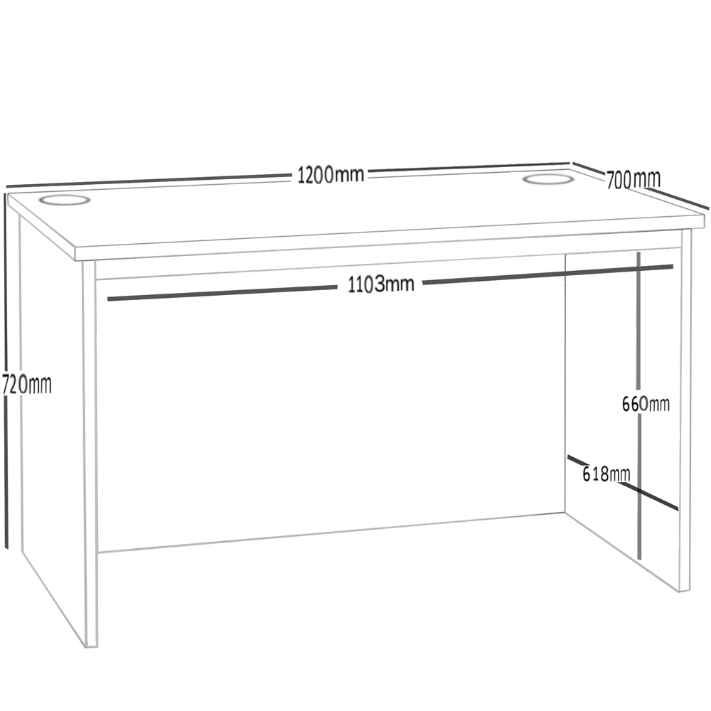R White Cabinets Large Home Office Desk Black Image 5