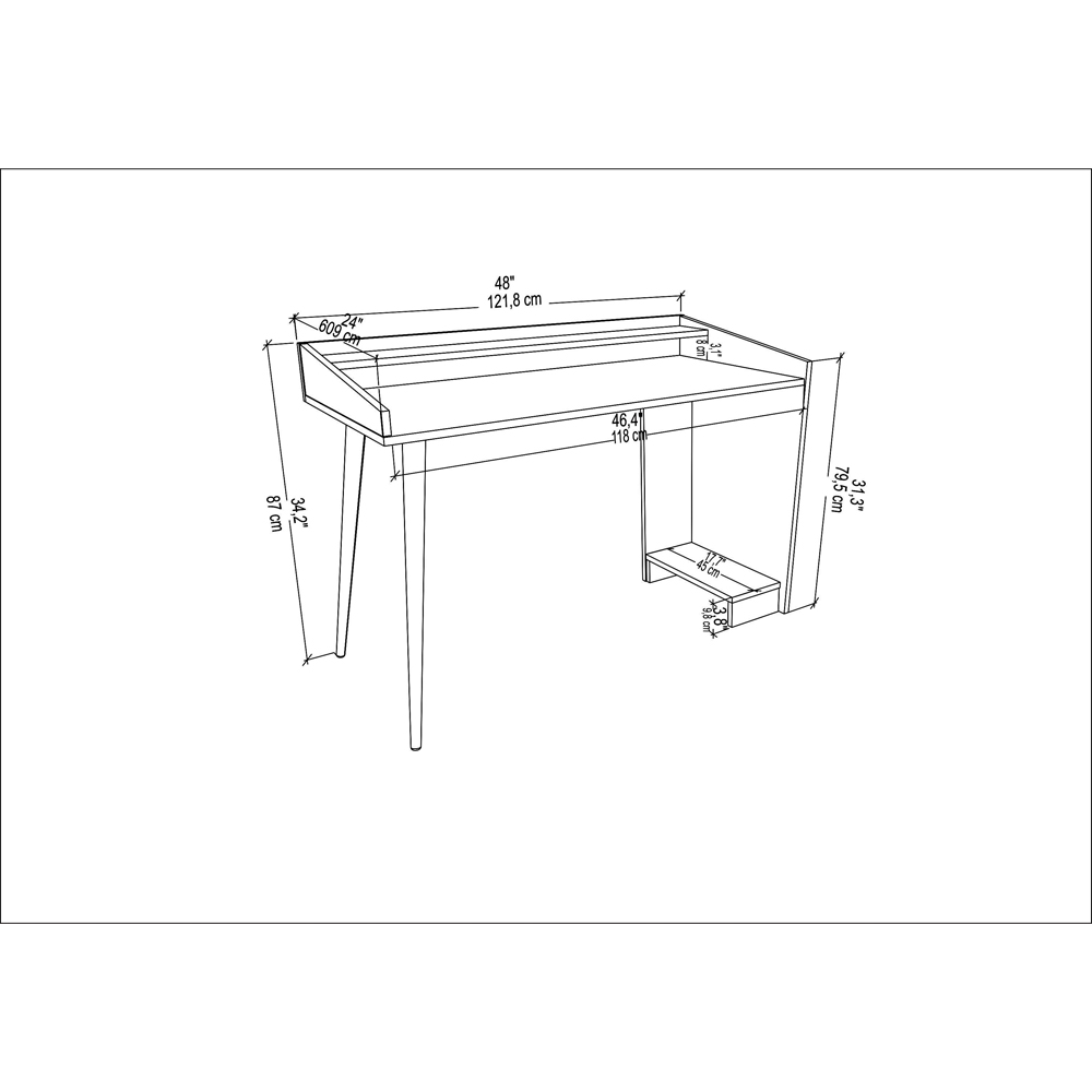 Decorotika Vanessa 2 Shelf Computer Desk with Solid Legs Walnut and Black Image 4