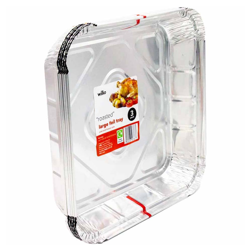 Wilko Large Foil Trays Aluminium 3 Pack Image 1