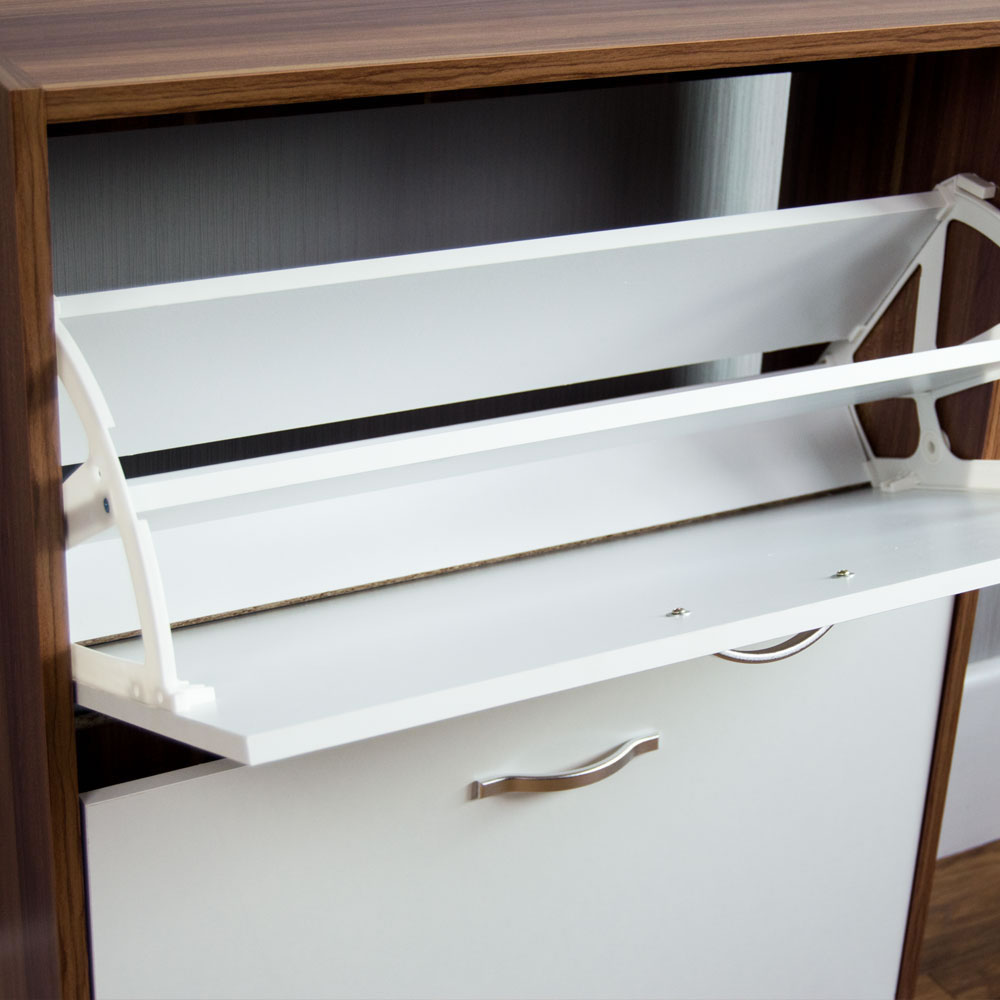 Vida Designs Walnut and White 2 Drawer Shoe Cabinet Image 5