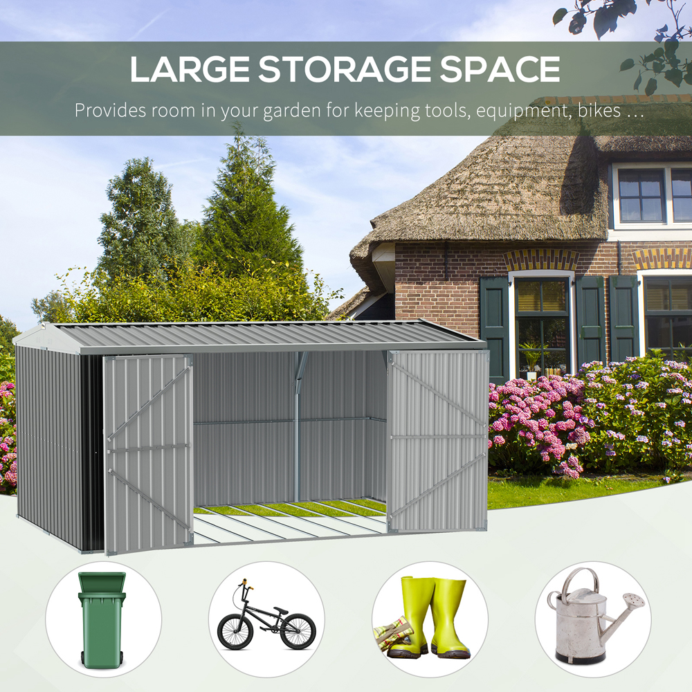 Outsunny 14x8ft Garden Storage Shed Grey Image 8