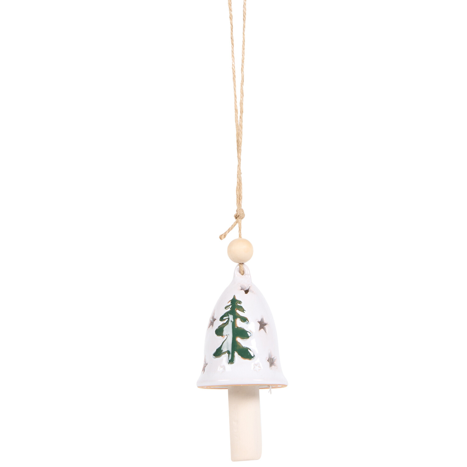 Hanging Ceramic Christmas Bell Red or White Image 4