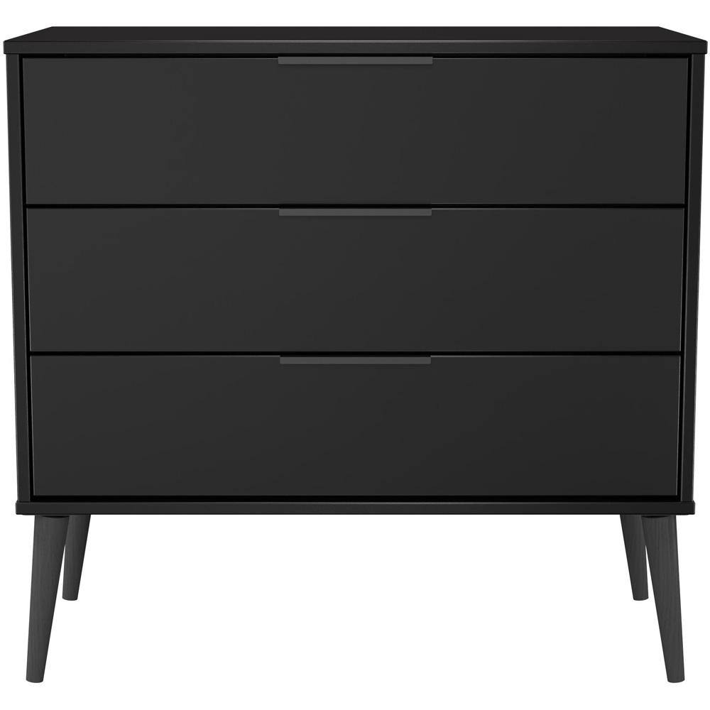 Crowndale Hong Kong 3 Drawer Matt Black Chest of Drawers Ready Assembled Image 2