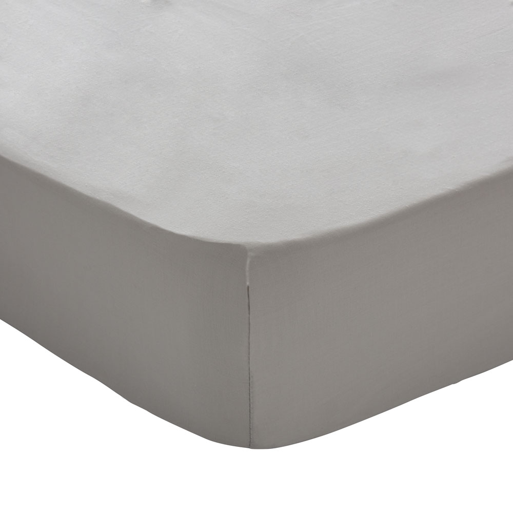 Wilko Best Silver 300 Thread Count Double Percale Fitted Sheet Image 1