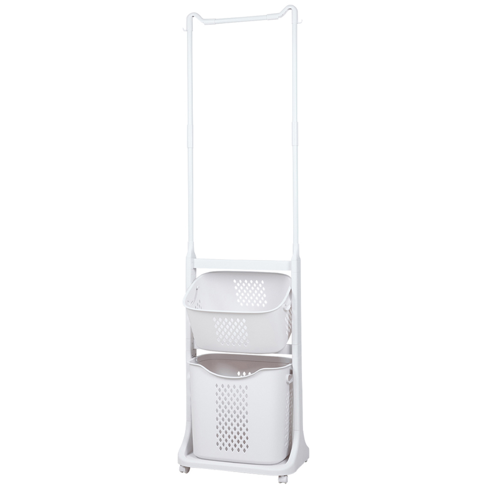 H&O Direct 2 in 1 Double Basket Laundry Hamper Clothes Rack with Wheels Image 1