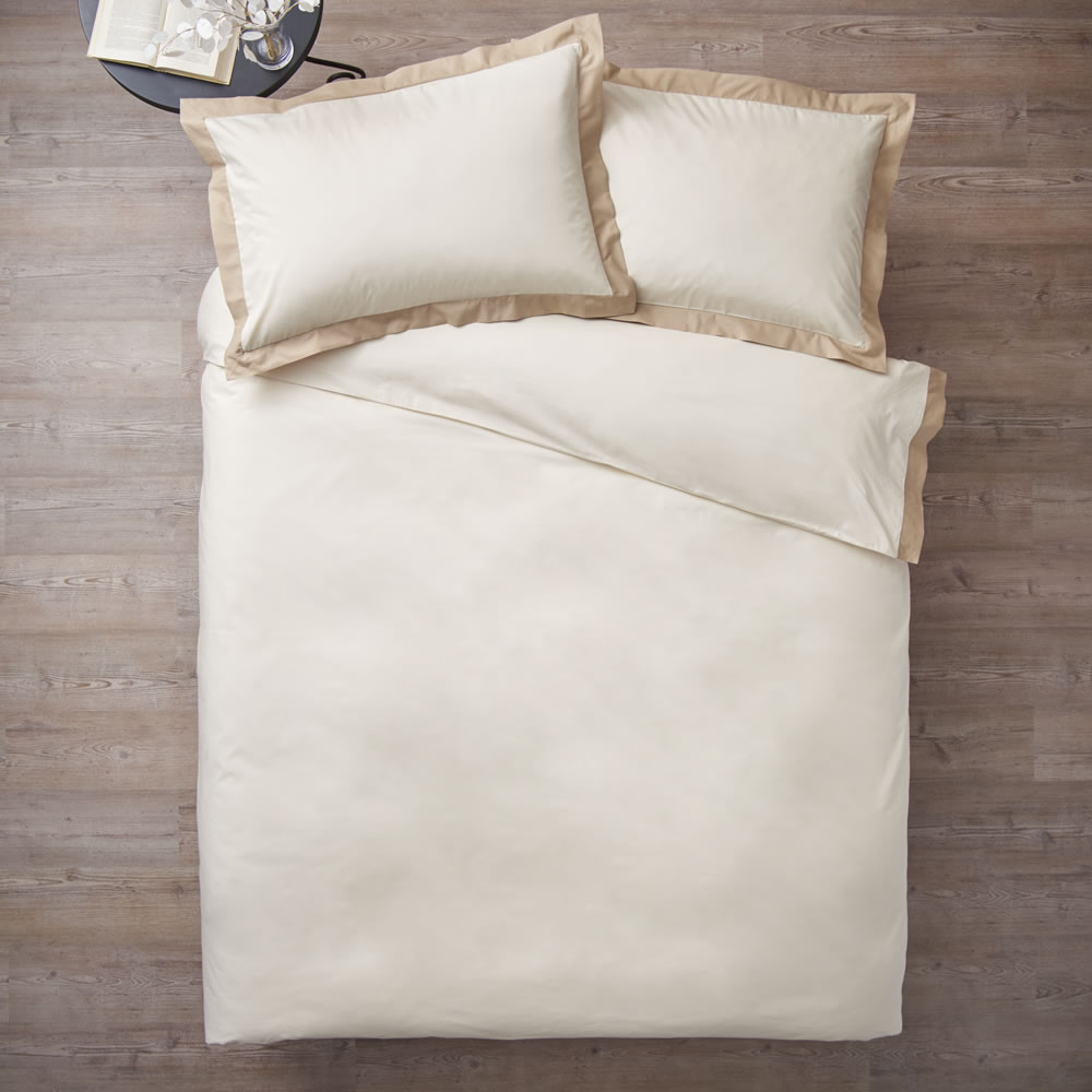 Wilko 100% Cotton Cream and Taupe King Size Duvet Set Image 3