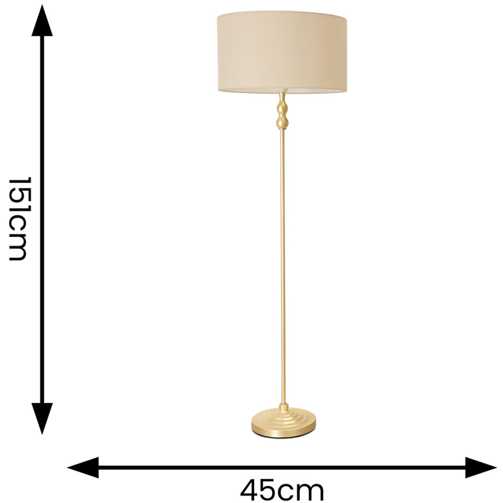 ValueLights Maggie Natural and Gold Drum Shade Candlestick LED Floor Lamp Image 6