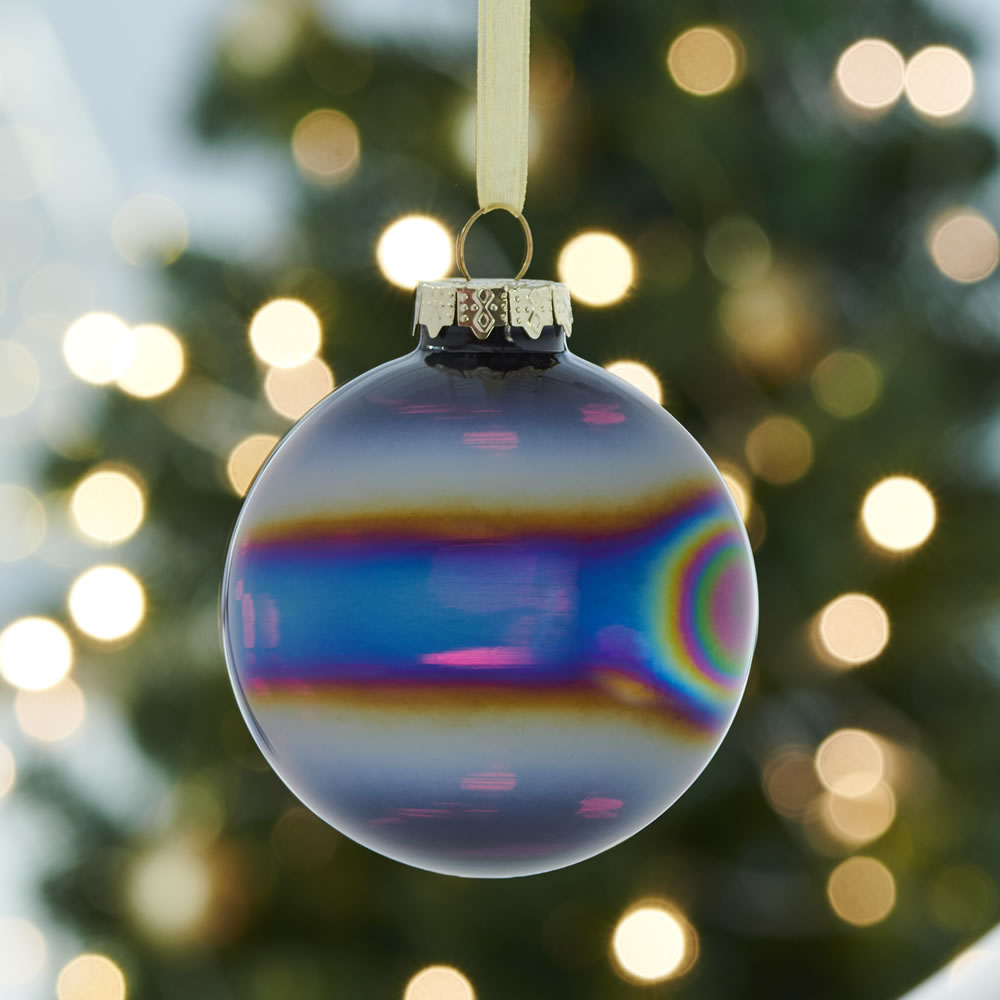 Wilko Midnight Magic Iridescent Glass Christmas Bauble Image 3