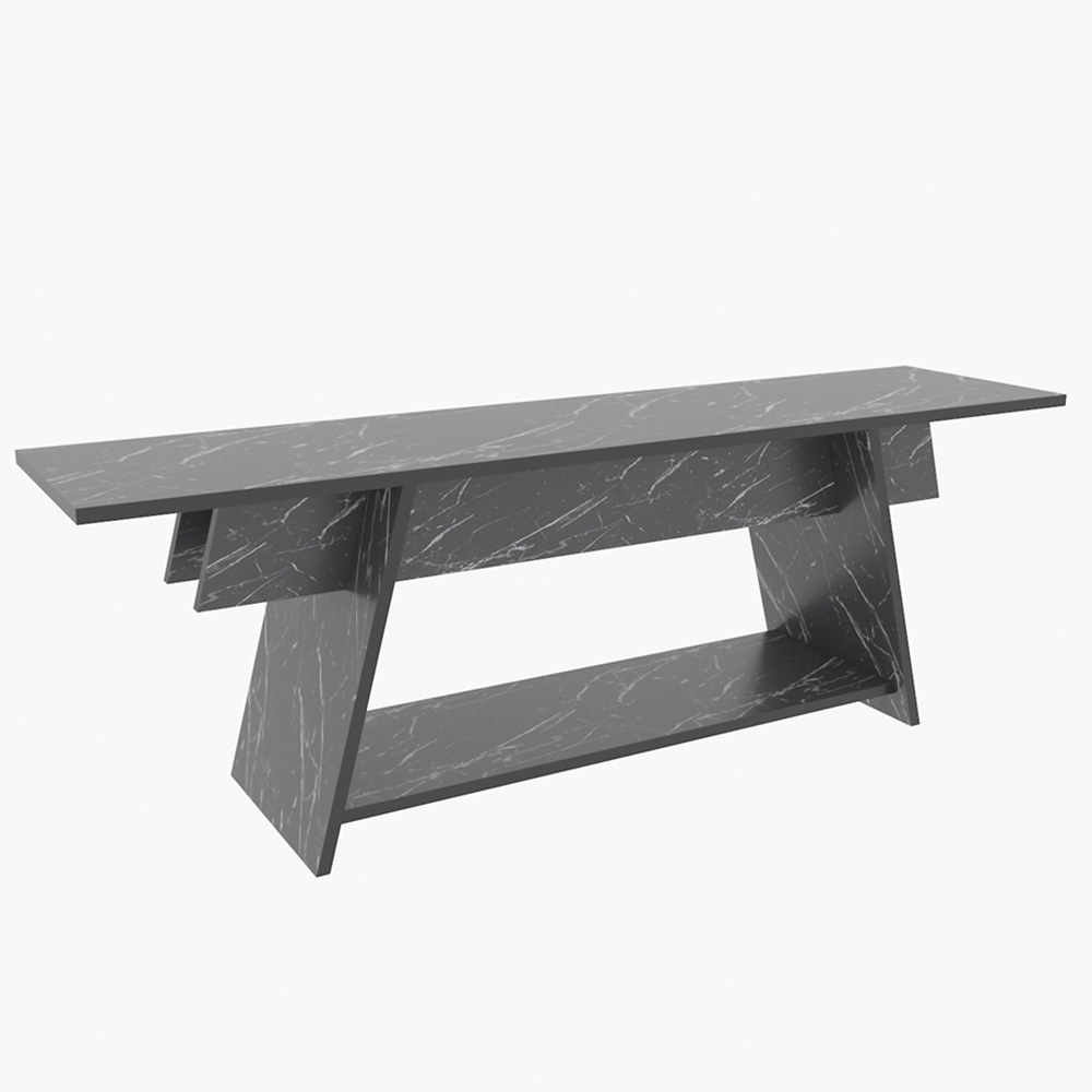 Decorotika Lanca Single Shelf Black Marble Effect TV Unit Image 2