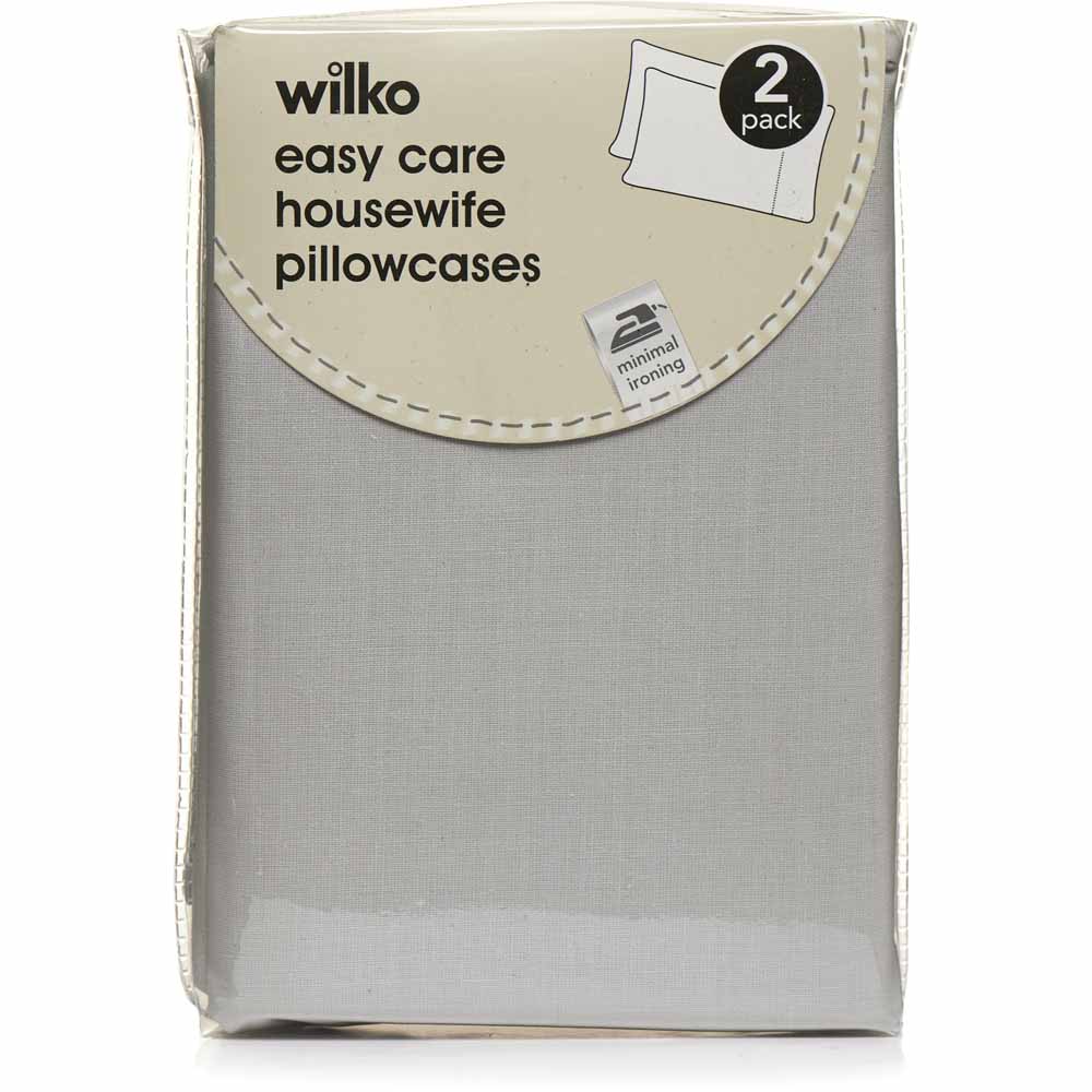 Wilko Easy Care Silver Housewife Pillowcases 2 Pack Image 3