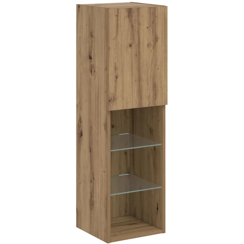 vidaXL Single Door 3 Open Shelf Artisan Oak TV Cabinet Set of 2 Image 6