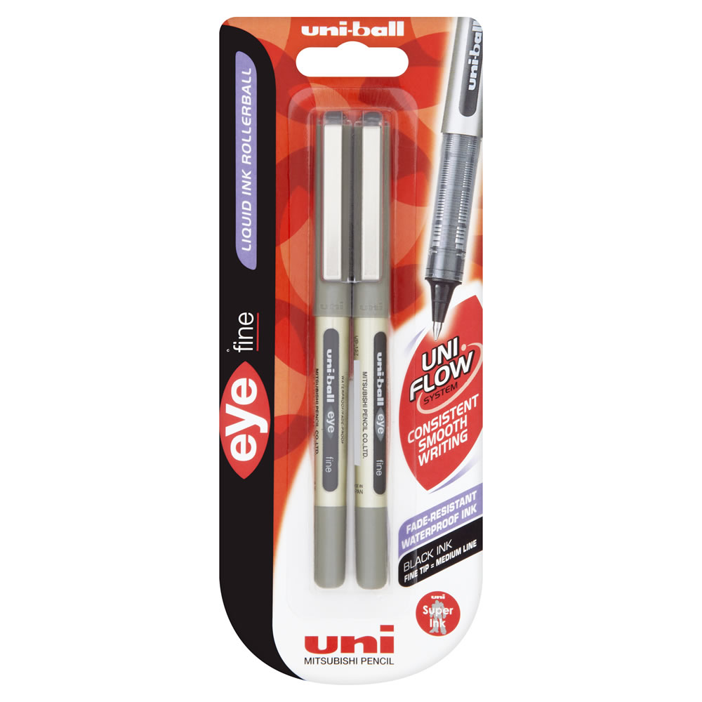 Uni-Ball Black Liquid Ink Rollerball Fine Pen 2 pack Image