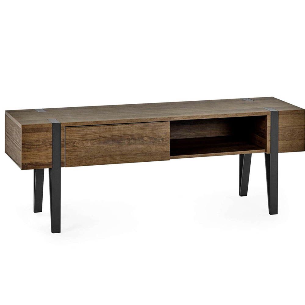 Julian Bowen Troy Single Drawer Rustic Wood Effect TV Stand for 65 inch Image 2