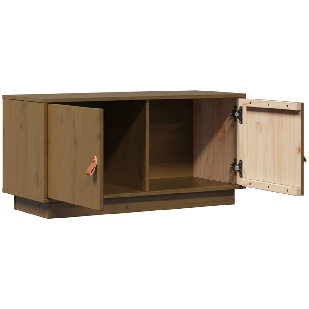 vidaXL 2 Door Honey Brown Solid Wood Pine TV Cabinet Image 5