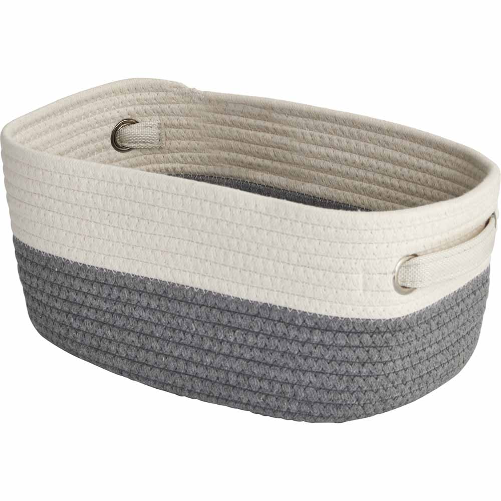 Wilko Small Grey and White Rope Tote Image 1
