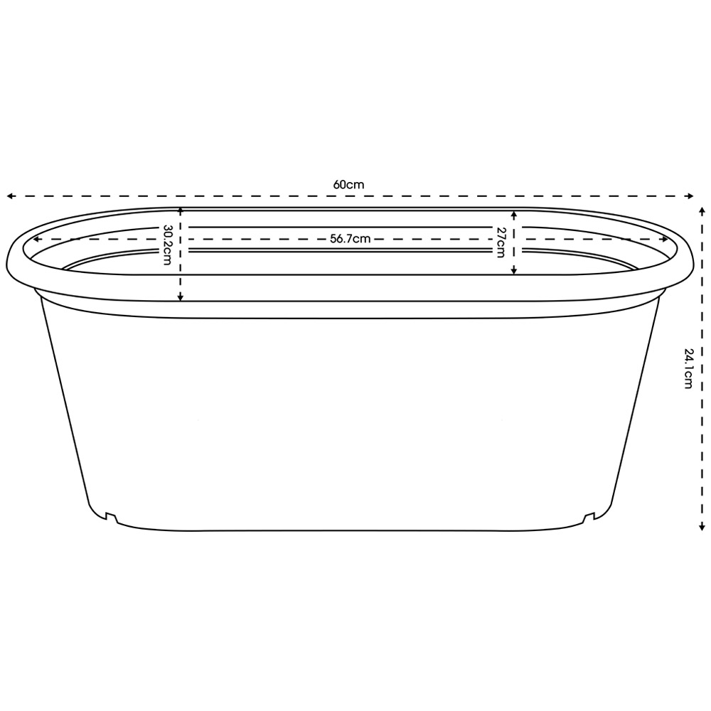 Clever Pots Grey Plastic Long Trough Pot 15L 60cm Image 9