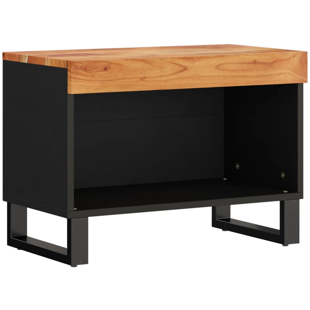 vidaXL Single Open Shelf Brown Solid Wood Acacia TV Cabinet with Metal Legs Image 2