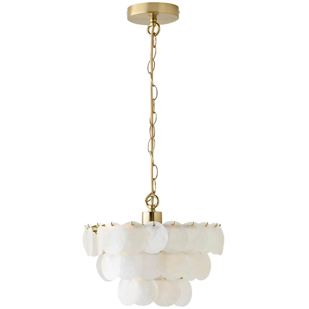 ValueLights Ophelia 3 Tier Capiz Shell Disc LED Chandelier Ceiling Light with Bulb Image 1