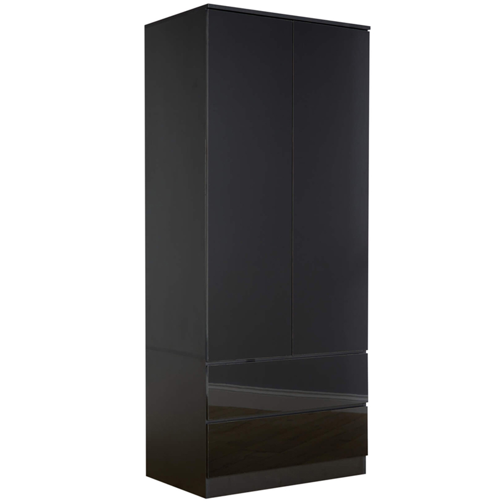 Home Source 2 Door 2 Drawer Black Modern Wardrobe Image 2
