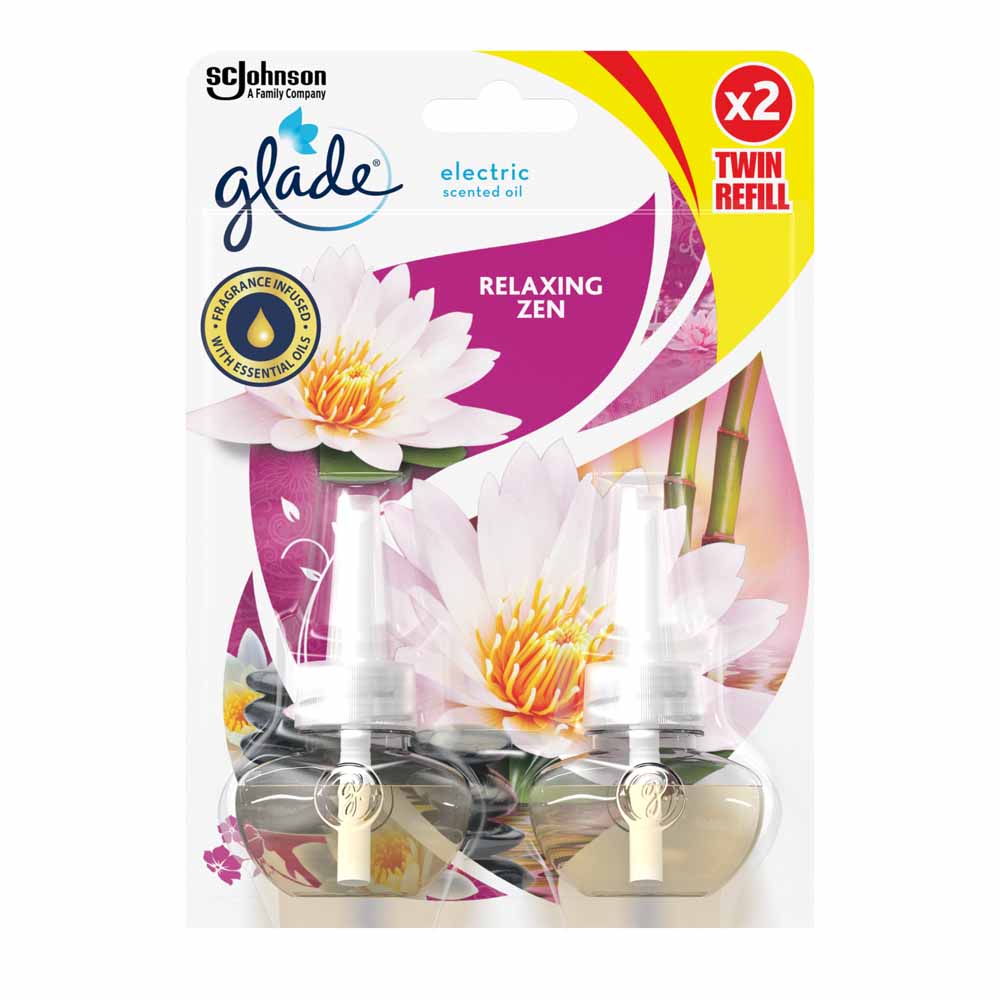 Glade Electric Twin Refill Relaxing Zen Scented Oil Plugin 2x20ml Image 1