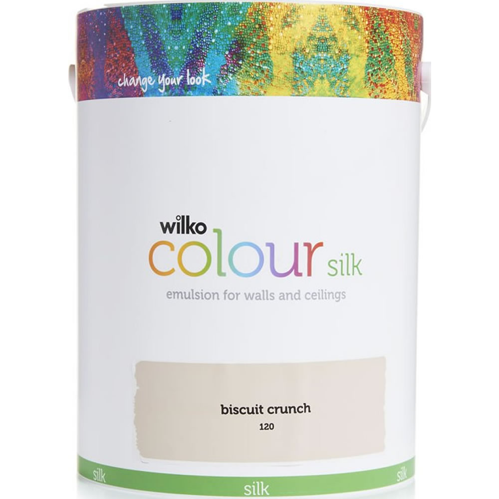 Wilko Biscuit Crunch Silk Emulsion Paint 5L Image 1