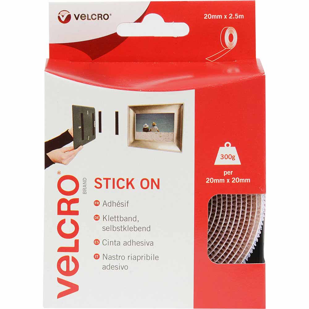 Velcro Stick On Hook and Loop 2.5m  - wilko