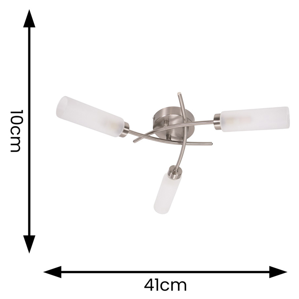 ValueLights Maya Brushed Chrome 3 Way Curved Cross Over Flush LED Ceiling Light Image 5