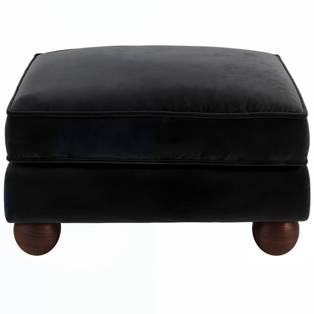 Solace+Co Addison Black Velvet Loveseat and Footstool Set Image 2