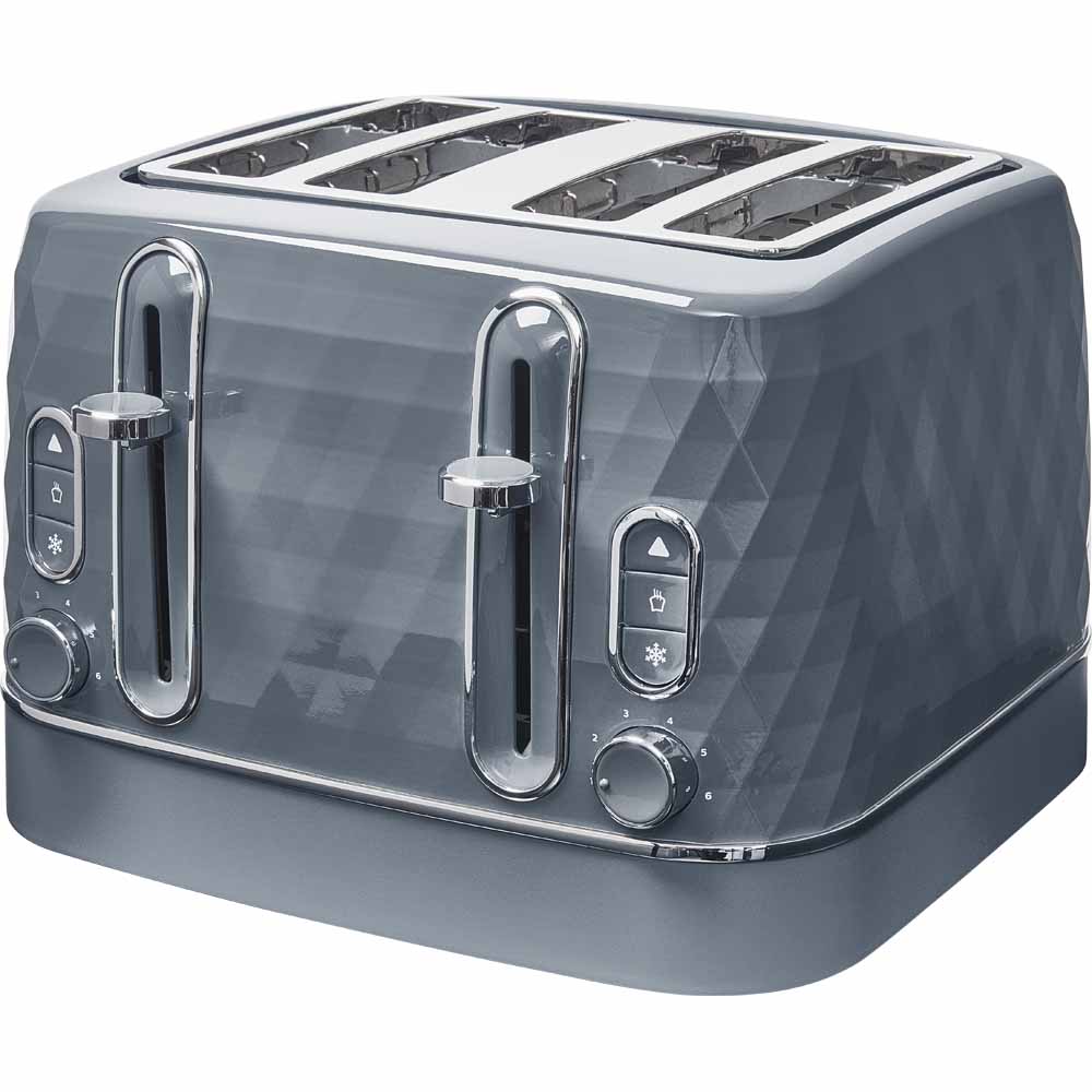 Wilko Grey Diamond 4 Slice Toaster Image 1