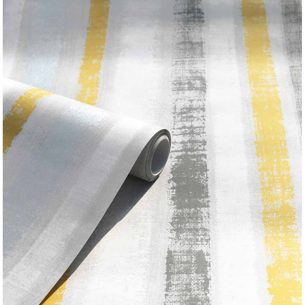 Arthouse Peel & Stick Painted Stripe Ochre/Grey Wallpaper Image 2