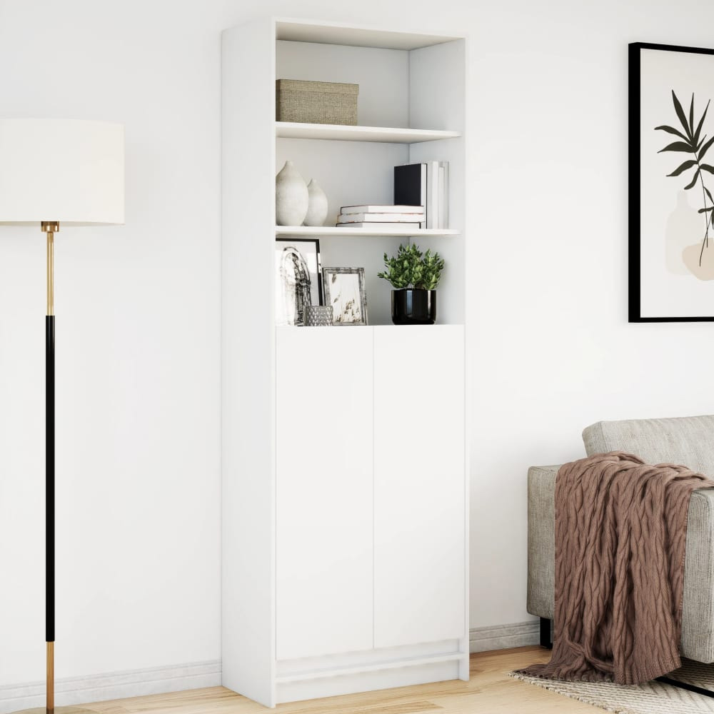 vidaXL 2 Door 3 Shelf White Highboard with RGB LED Lights Image 1