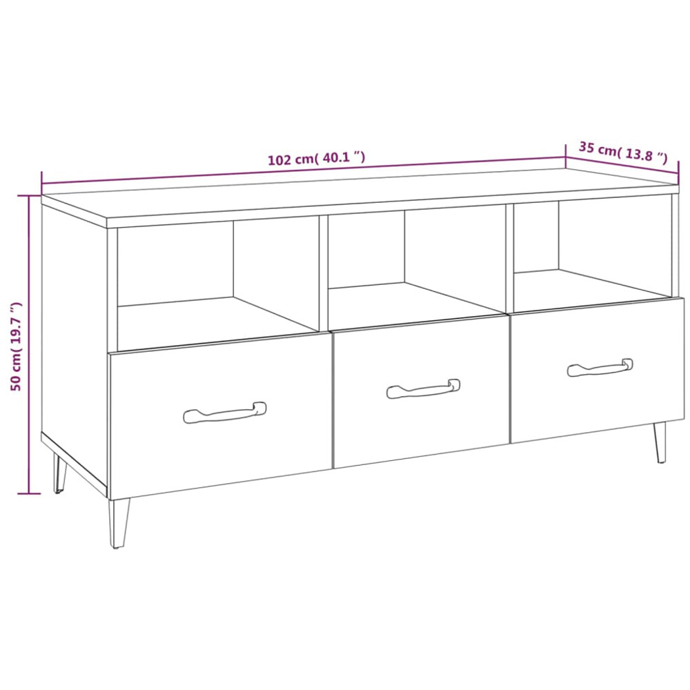 vidaXL 3 Drawer 3 Open Shelf Sonoma Oak TV Cabinet Image 9