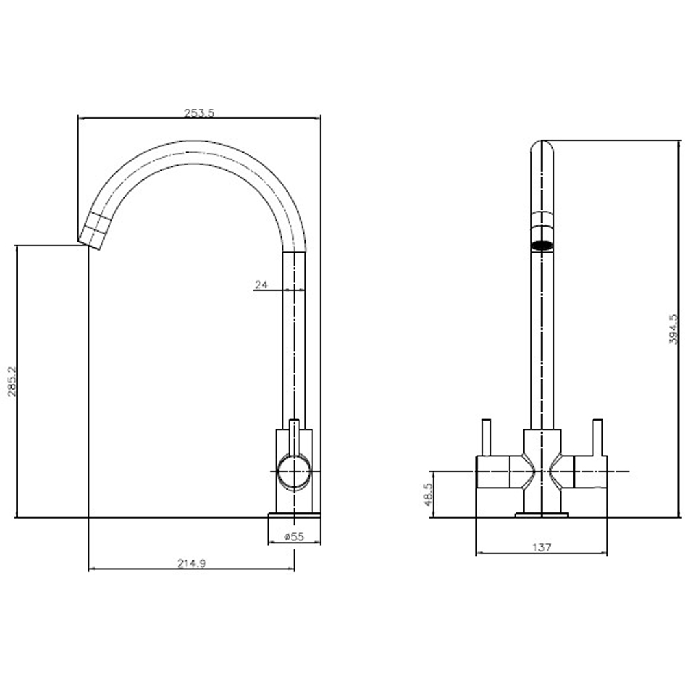Reginox Genesis BN II Brushed Nickel Dual Lever Kitchen Tap Image 3