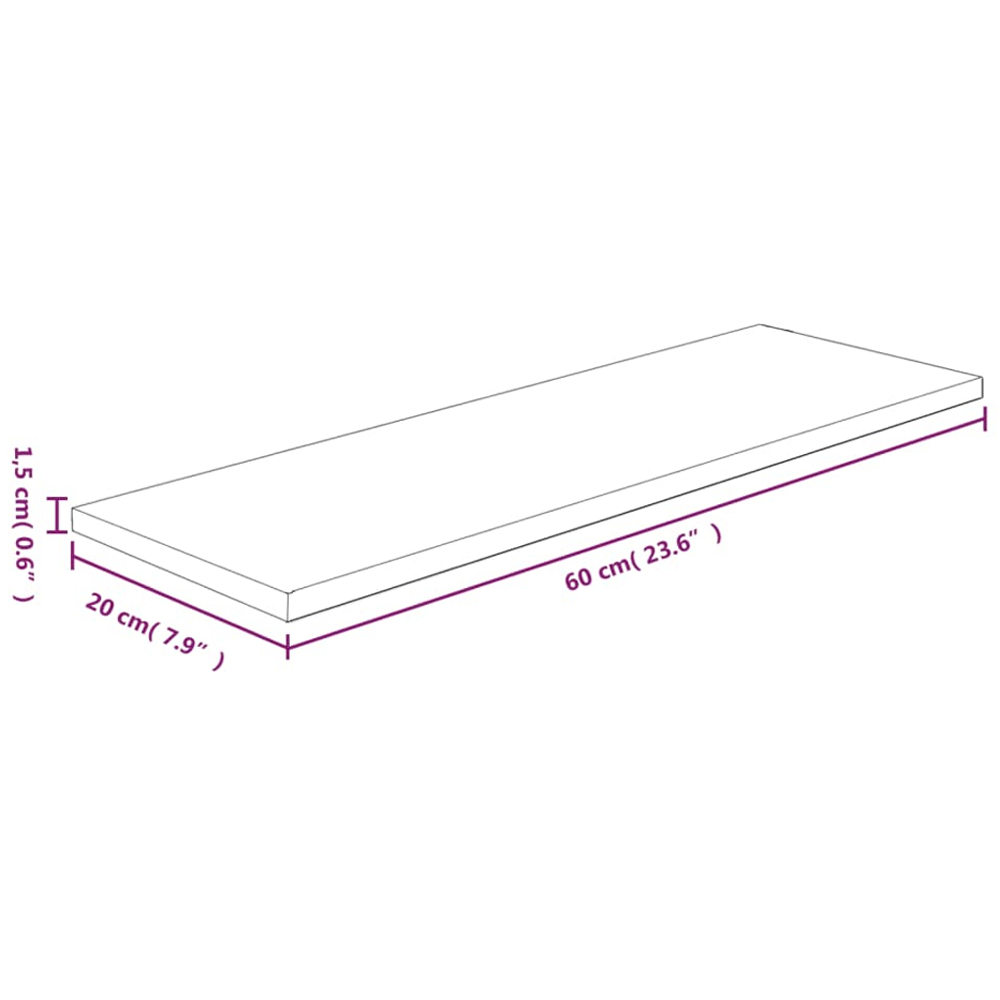 vidaXL 60 x 20 x 1.5cm Untreated Solid Oak Wooden Wall Shelf Image 4