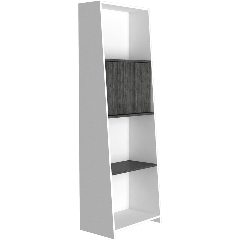 Dallas 2 Door 4 Shelf White and Carbon Grey Bookcase Image 3