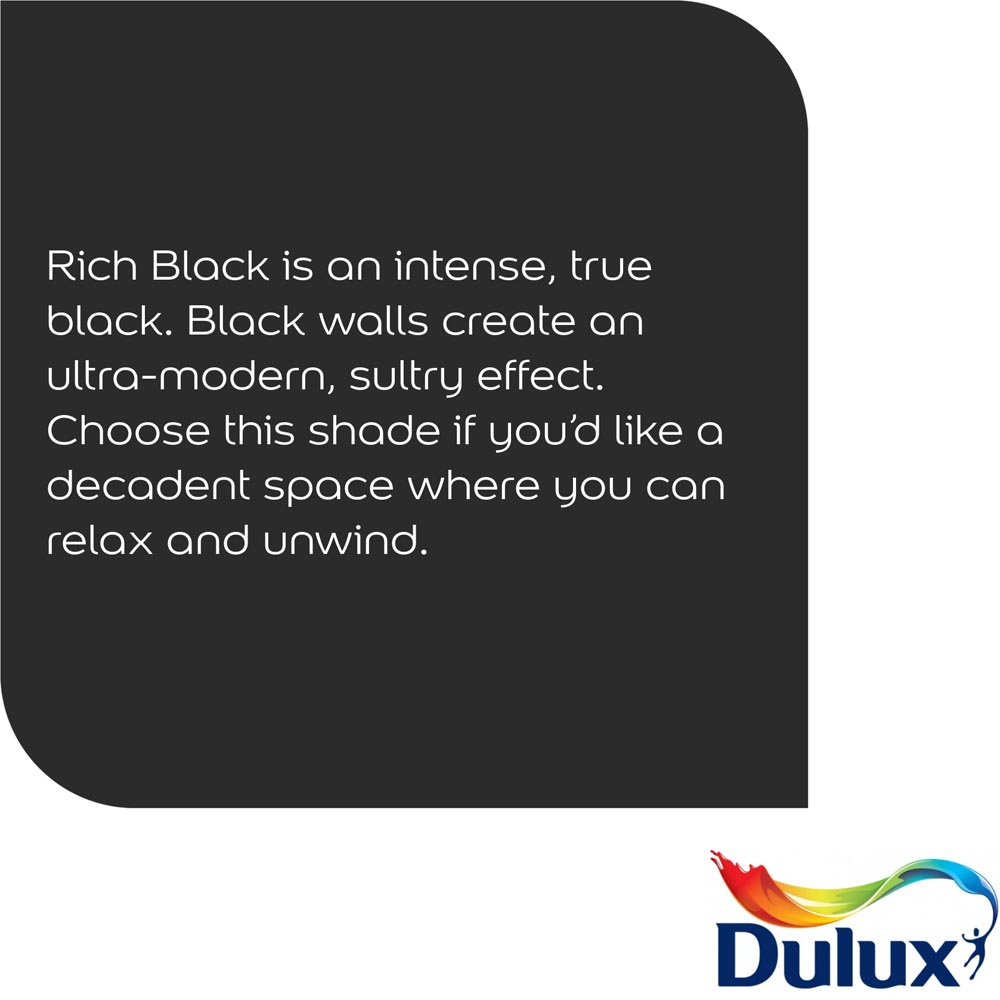 Dulux Walls & Ceilings Rich Black Silk Emulsion Paint 2.5L Image 6