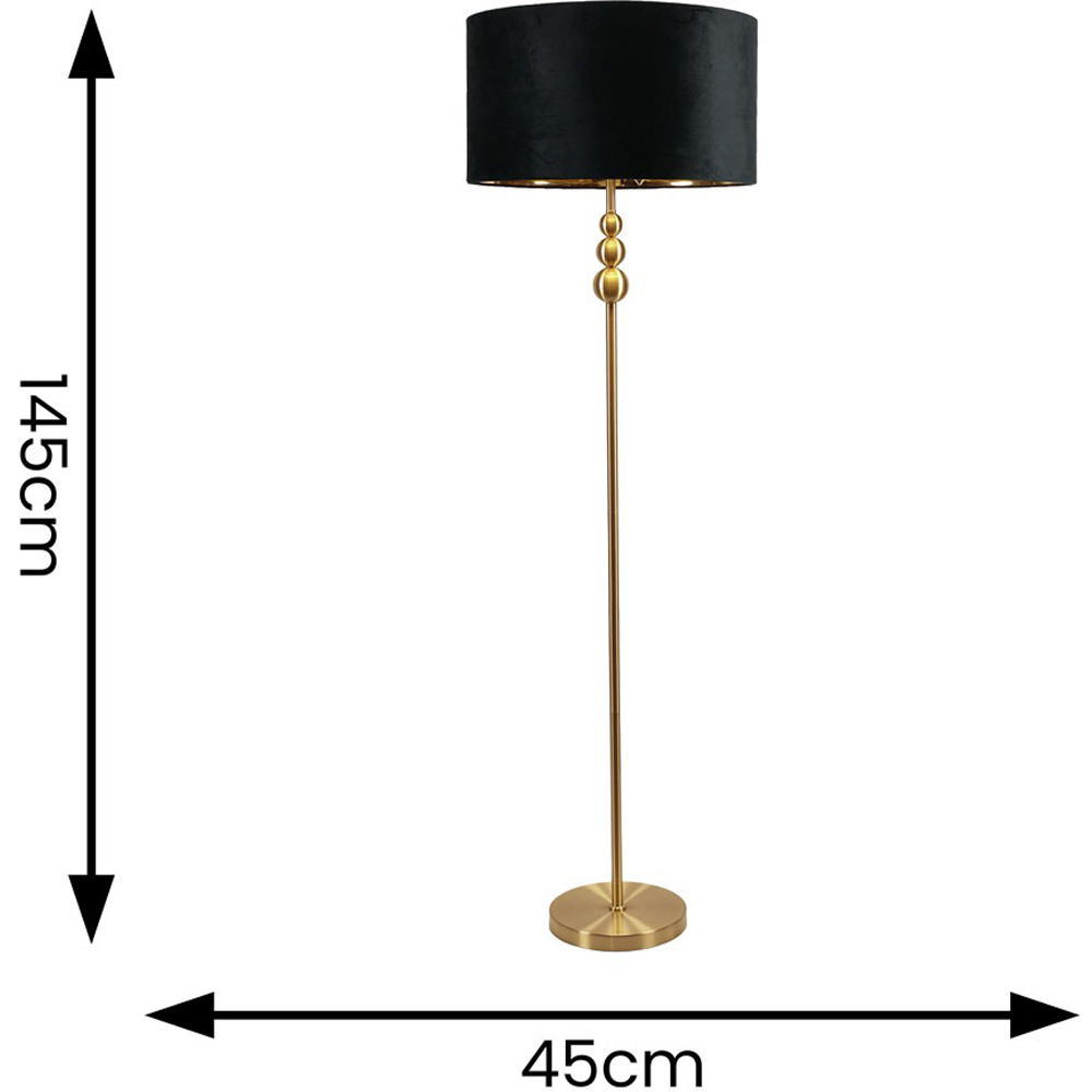 ValueLight Marissa Black Velvet Gold Inner Shade Gold Stacked Ball LED Floor Lamp Image 7