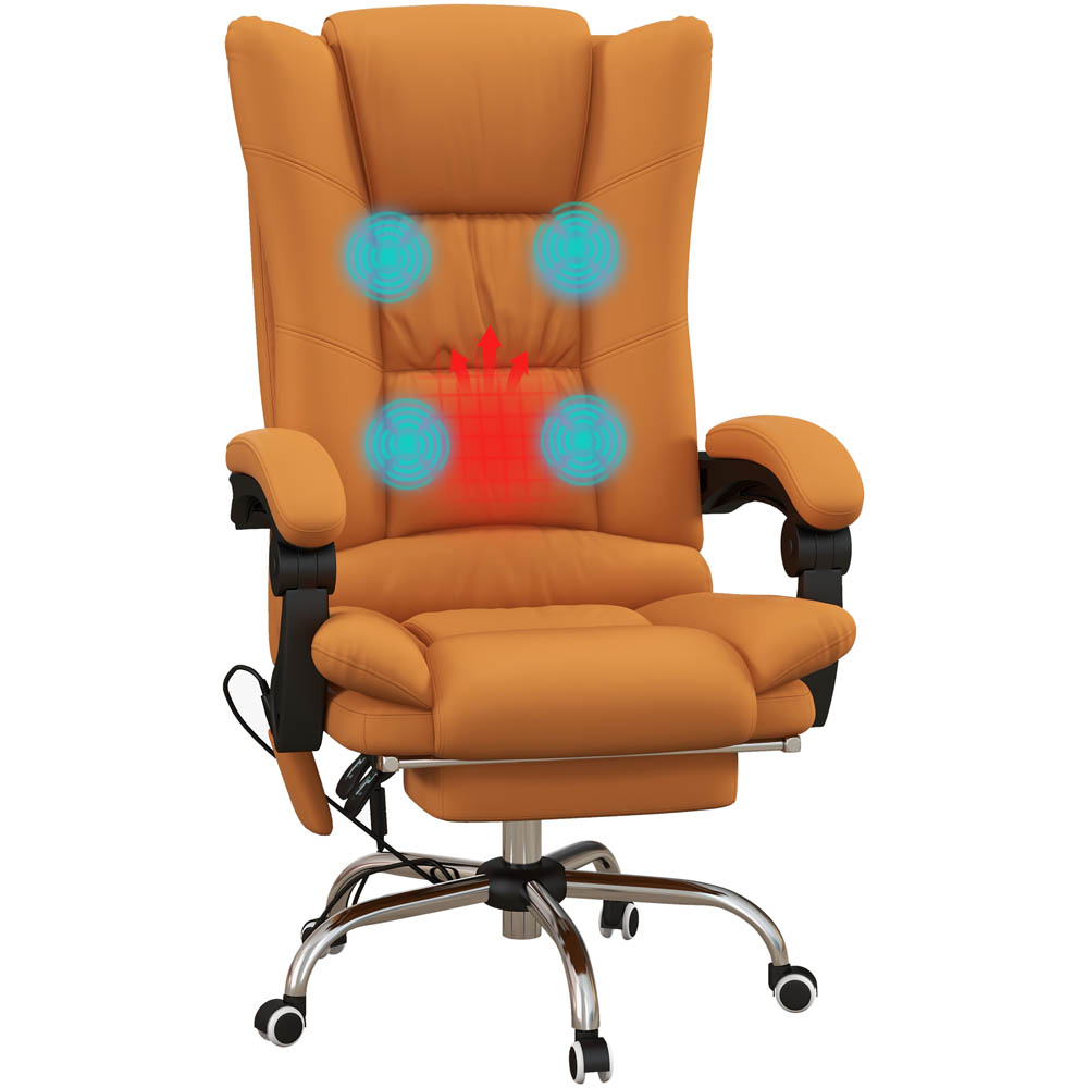 Portland Light Brown PU Leather Swivel Vibration Massage Office Chair Image 2