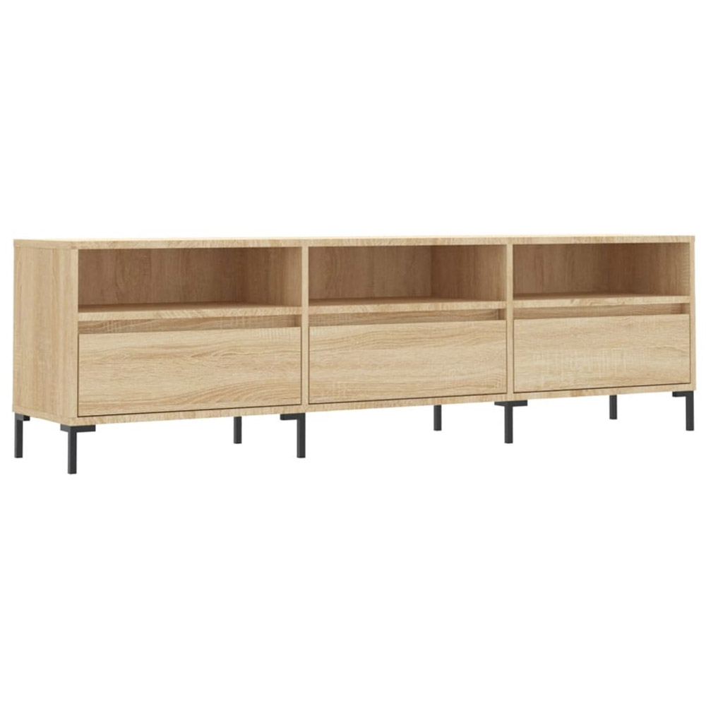 vidaXL 3 Drawer 3 Shelf Sonoma Oak TV Cabinet Image 2