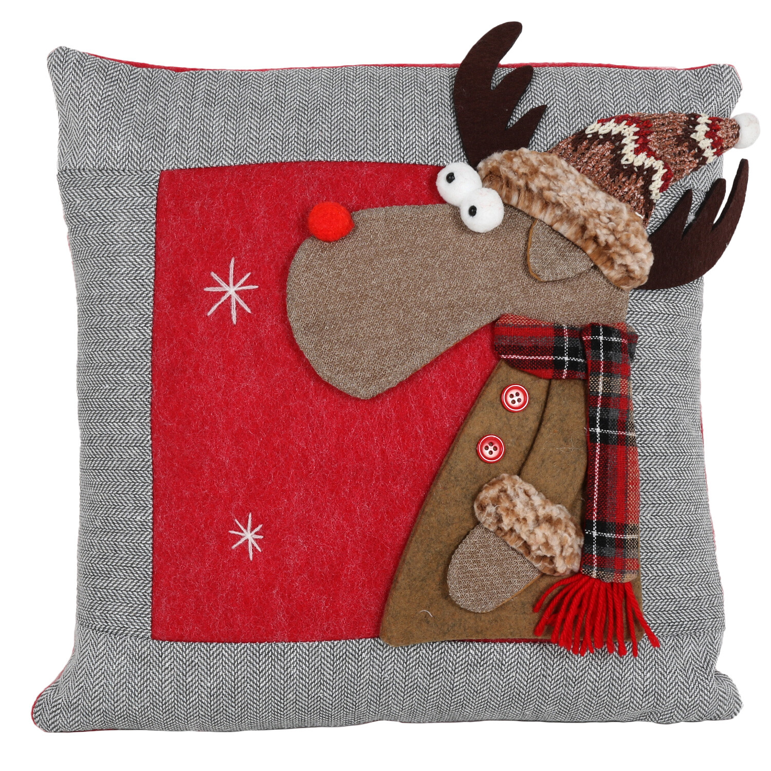 Red 3D Reindeer Cushion Image 1