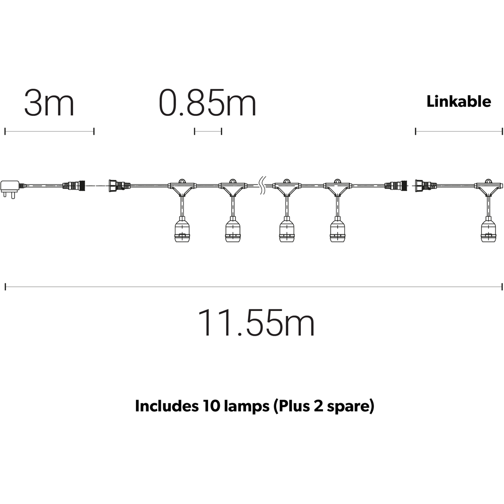 4lite Warm White Festoon Outdoor String Lamps 10m Image 6