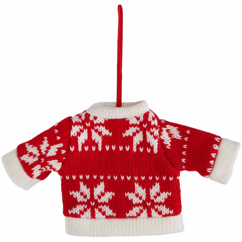 Wilko Merry Red Knitted Jumper Decoration 4 Pack Image 2