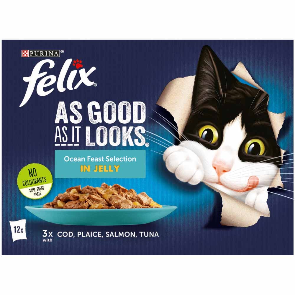 Felix As Good As It Looks Ocean Feasts in Jelly Cat Food 100g Case of 4 x 12 Pack Image 3