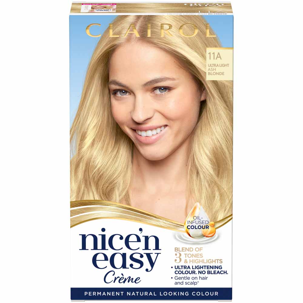 Clairol Nice'n Easy Ultra Light Ash Blonde 11A Permanent Hair Dye Image 1